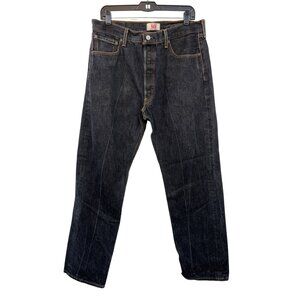 Levis 501 Jeans Mens 36x34 Used Dark Blue Some Wear (Measures 34” x 31”)